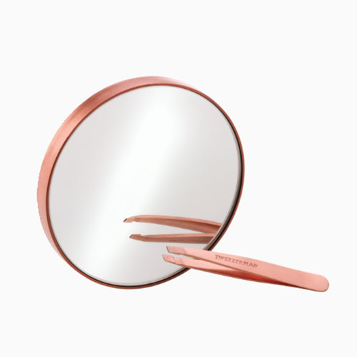 Mini Slant Tweezer Rose Gold met spiegel • New Life Skincare